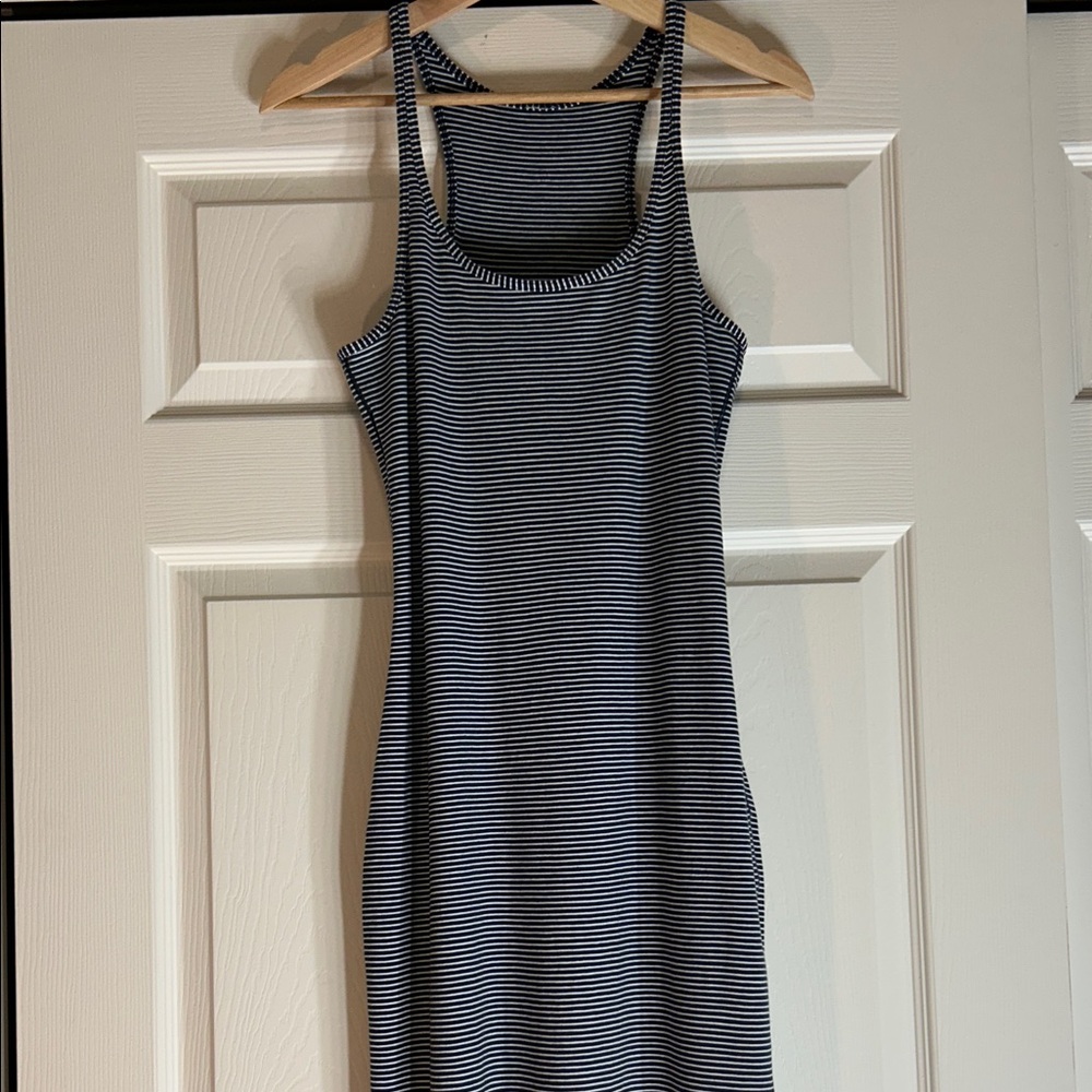 lululemon athletica Navy and White Striped Racerback Maxi Dress